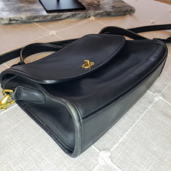 Coach Court Satchel & Crossbody Bag - Vintage Black Leather (Made in US) - Picture 7 of 16